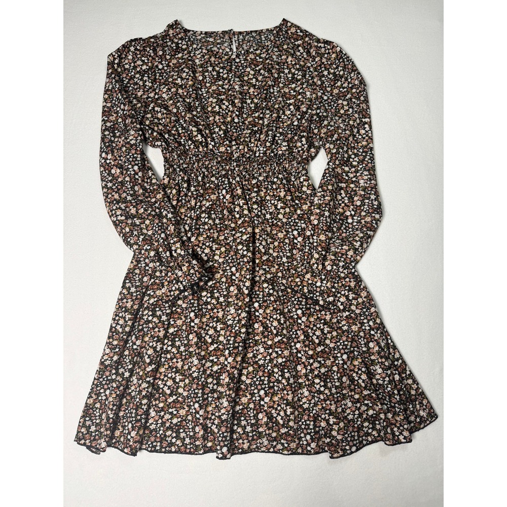 SHEIN Floral Flounce Sleeve Dress Multicolor Women's Large